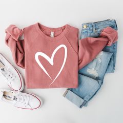 Mauve Sweatshirt With White Heart