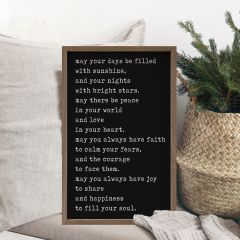 May Your Days Be Filled Black Wood Wall Sign