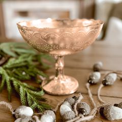 Mercury Glass Gold Compote 7 Inch