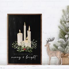 Merry And Bright Candles Black Framed Wall Art