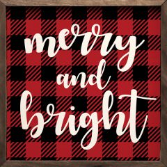 Merry And Bright Framed Plaid Wall Sign