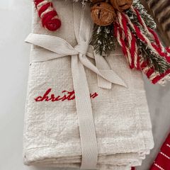 Merry Christmas Embroidered Napkin Set of 4