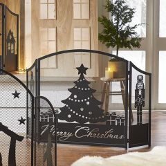 Merry Christmas Holiday Fire Screen