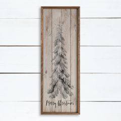 Merry Christmas Pine Tree Whitewash Wall Decor