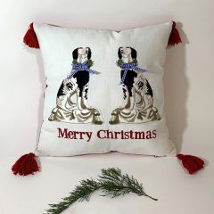 Merry Christmas Staffordshire Dog Accent Pillow