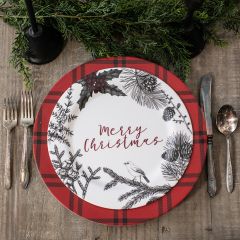 Merry Christmas Woodland Holiday Plate Set of 4