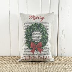 Merry Christmas Wreath Lumbar Pillow