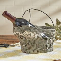 Metal Basket Wine Bottle Holder With Handle