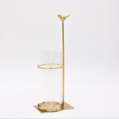Metal Bird Stand With Test Tube Vases