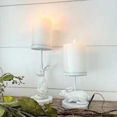 Metal Farmhouse Bunny Candle Holder