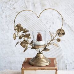 Metal Floral Heart Shape Candleholder