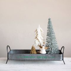 Metal Holiday Tray on Stand