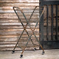 Metal Rolling Cart With Two Baskets