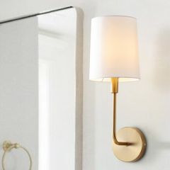 Metallic Finish Sconce With Cotton Shade
