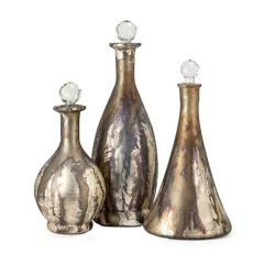 Metallic Glass Decorative Bottles Set of 3