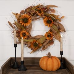 Mini Pumpkins and Sunflowers Decorative Wreath