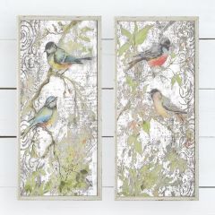 Mirrored Glass Wall Art With Birds Set of 2