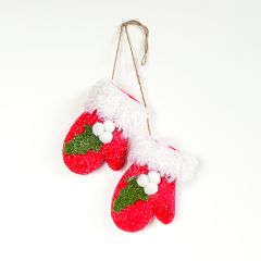 Mitten Pair With Holly Ornament
