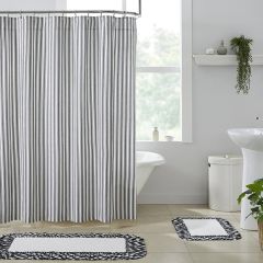 Modern Black Ticking Stripe Shower Curtain