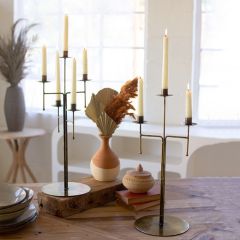 Modern Brass Tabletop Taper Candelabra