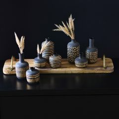 Modern Chic Patterned Stoneware Vase Collection Set of 8