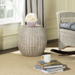 Modern Chic Wicker Drum End Table