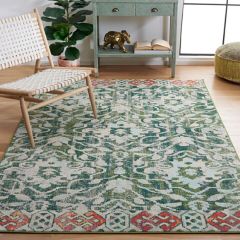 Modern Distressed Green/Ivory Area Rug