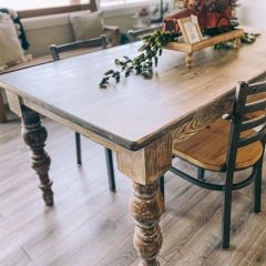 Modern Farmhouse Distressed White Wash Dining Table
