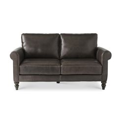 Modern Farmhouse Italian Leather Loveseat