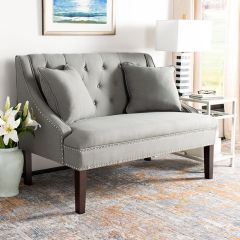 Modern Linen Settee With Pillows