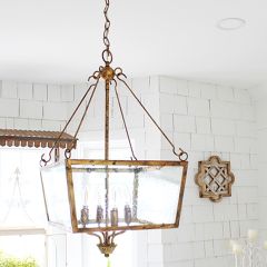 Modern Metal and Glass Chandelier