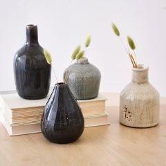 Modern Silhouette Stoneware Vase Set of 4