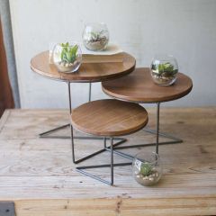 Modern Wood Top Table Riser Set of 3