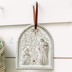 Molded Metal Nativity Ornament