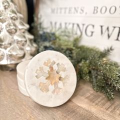 Mother Of Pearl Snowflake Marble Coaster Set of 4