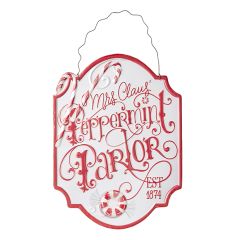 Mrs. Clause Peppermint Parlor Metal Sign