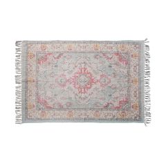 Multi Color Cotton Chenille Rug With Fringe