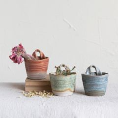 Multicolor Stoneware Planter Set of 3