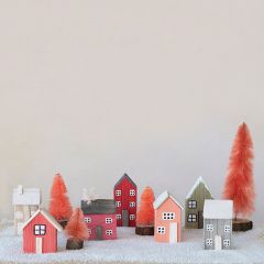 Multicolor Wooden Village House Collection Set of 7