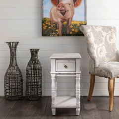 Narrow Farmhouse End Table With Drawer