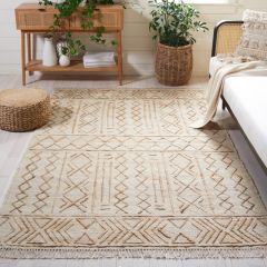 Natural Beige Jute and Cotton Area Rug