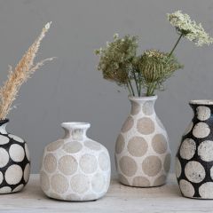 Natural Darling Dots Farmhouse Vase 6 Inch