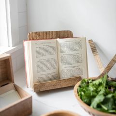 Natural Elements Carved Wood Cookbook Holder