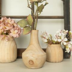 Natural Farmhouse Curved Wood Vase