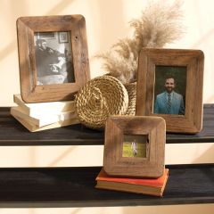 Natural Recycled Wood Photo Frame Collection Set of 3