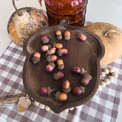 Natural Wood Acorn Pedestal Tray