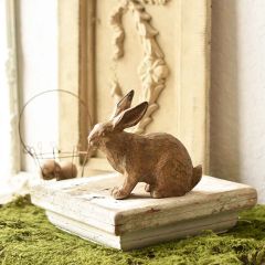 Natural Wood Bunny Figurine Set of 2