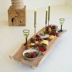 Natural Wood Footed Charcuterie Board Centerpiece