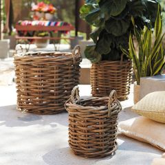 Natural Wood Handled Basket
