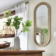 Natural Wood Oval Mirror